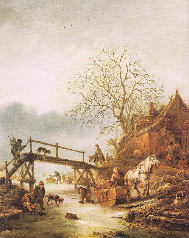 Ostade, Isaack Jansz. van A Winter Scene with an Inn France oil painting art